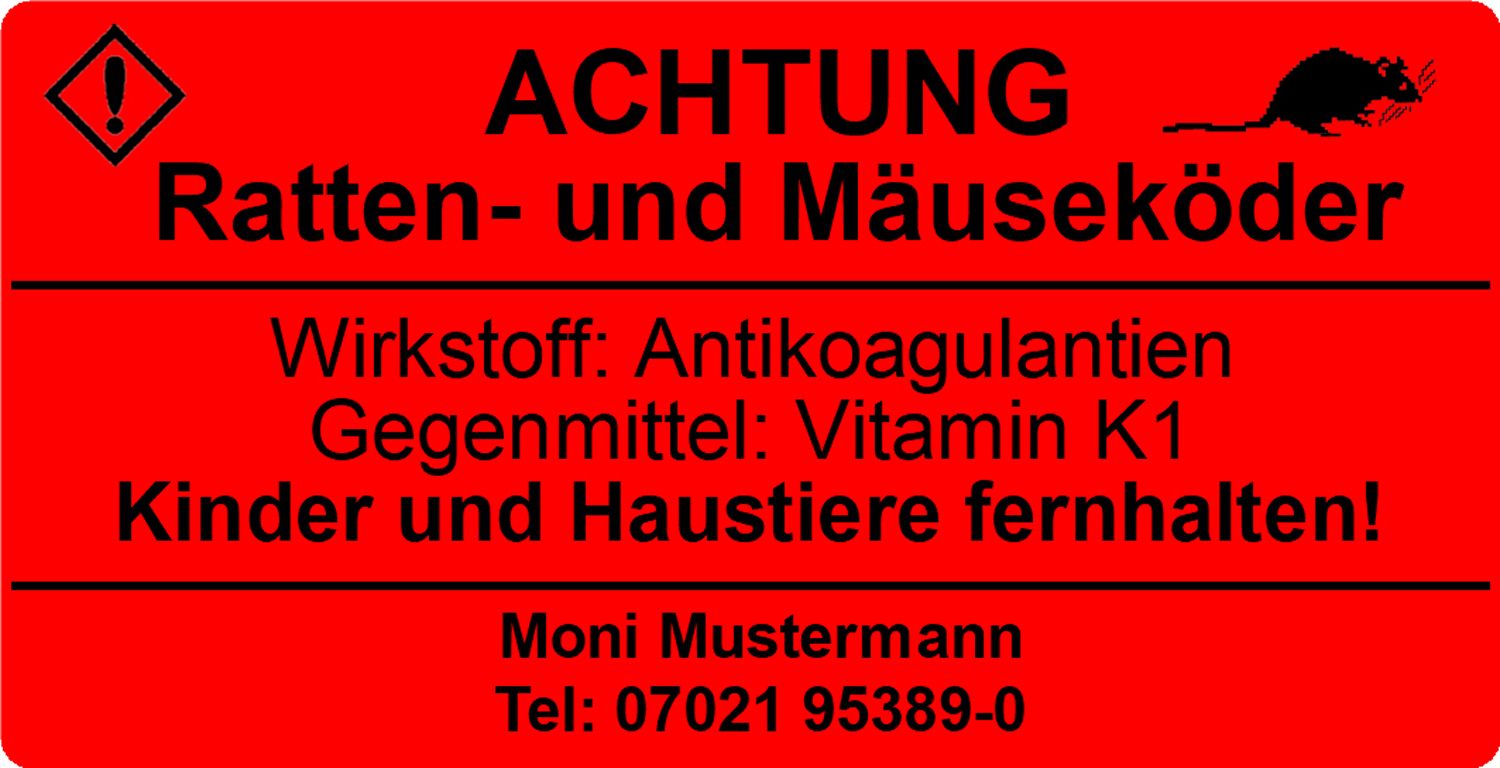 Warnaufkleber PE personalisiert mit Eigendruck 45 x 23mm  - Rolle 300 Stück