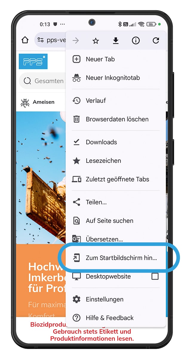 android add app to home screen